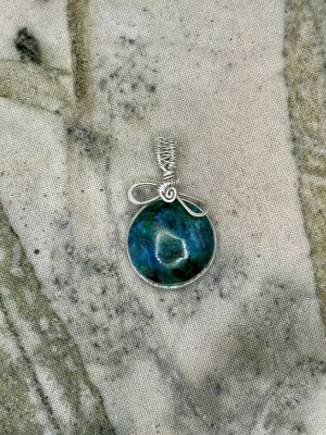 Chrysocolla and Silver Pendant