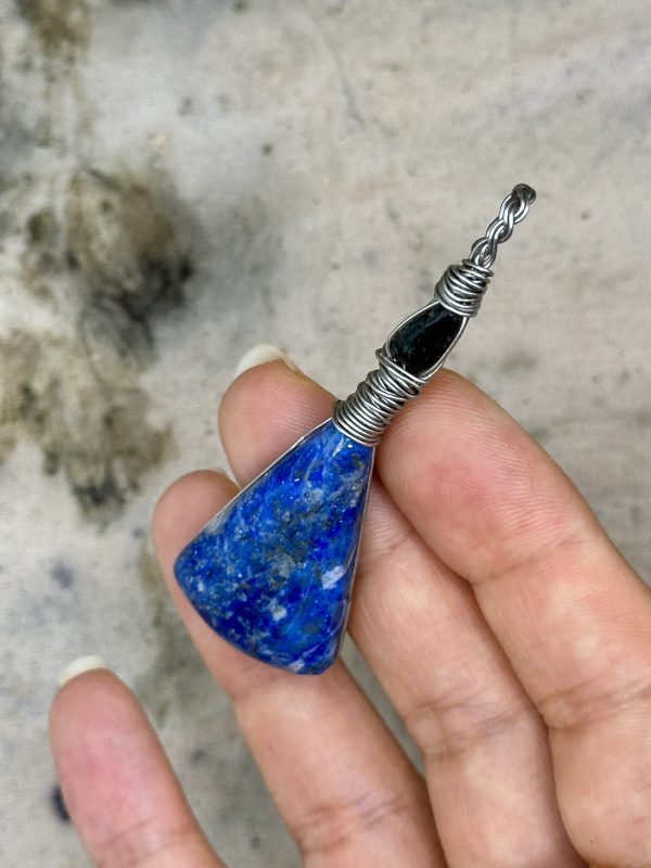 Lapis Lazuli and Obsidian Pendant