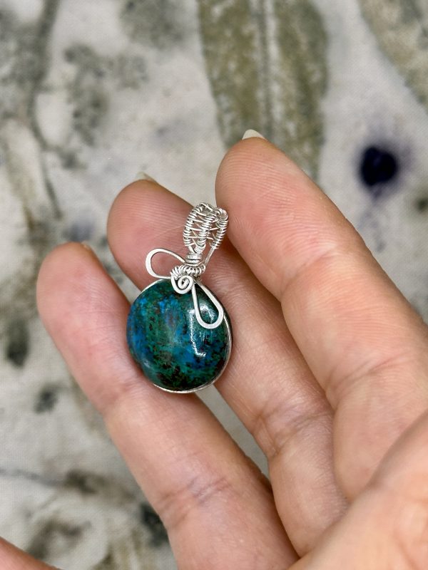 Chrysocolla and Silver Pendant